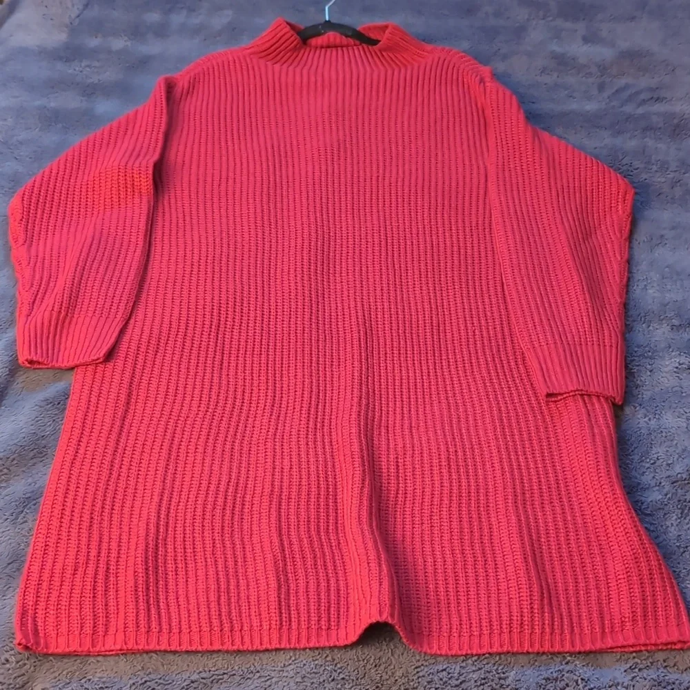 Joe Fresh| NWT Red Long Sleeve Mock Neck Midi Knit Sweater Dress - Picture 7 of 13